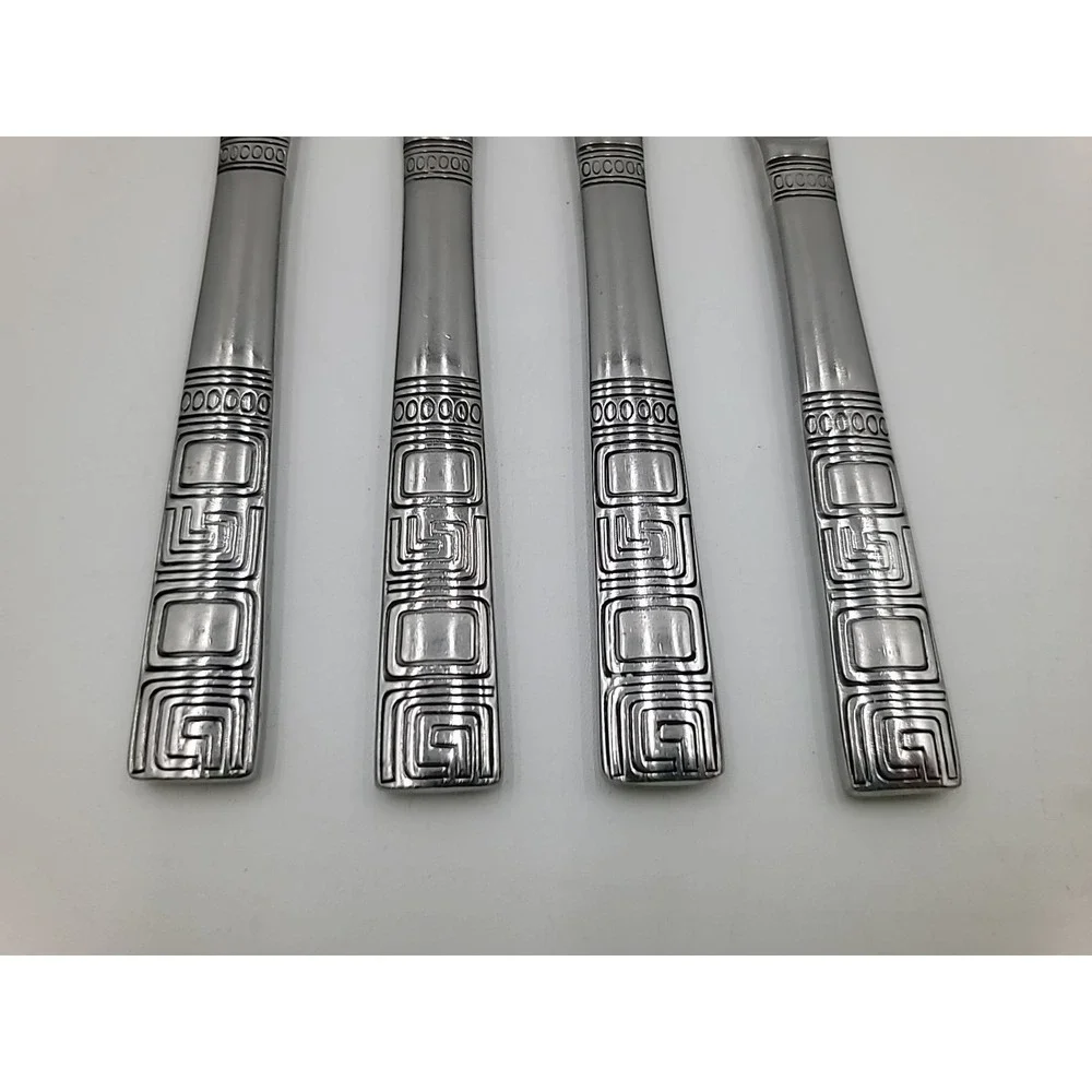 4pc Malaga‎ Stainless Steel Flatware By Cambridge Silver Geometric